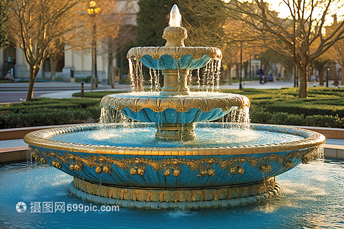 流光溢彩映古韻——城市中的精美噴泉與仿古建筑之美